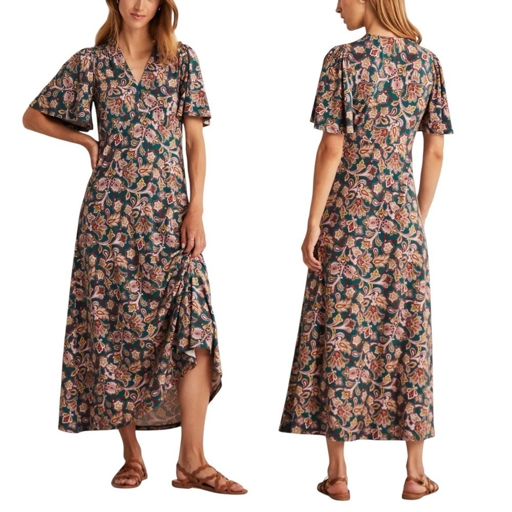 BODEN Jersey Midi Tea‎ Dress in Chesapeake Bay Paisley Bud D0166